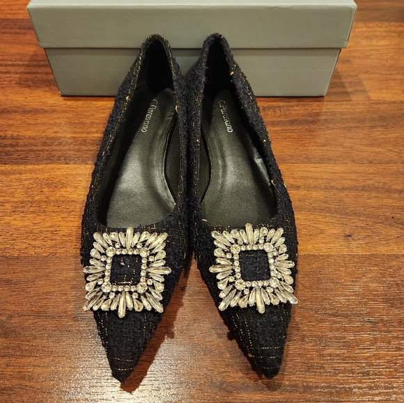 C.Paravano Shoes - C.PARAVANO Crystal Buckle Flats Size 6.5 US / 37 EU  Perfect For Holidays